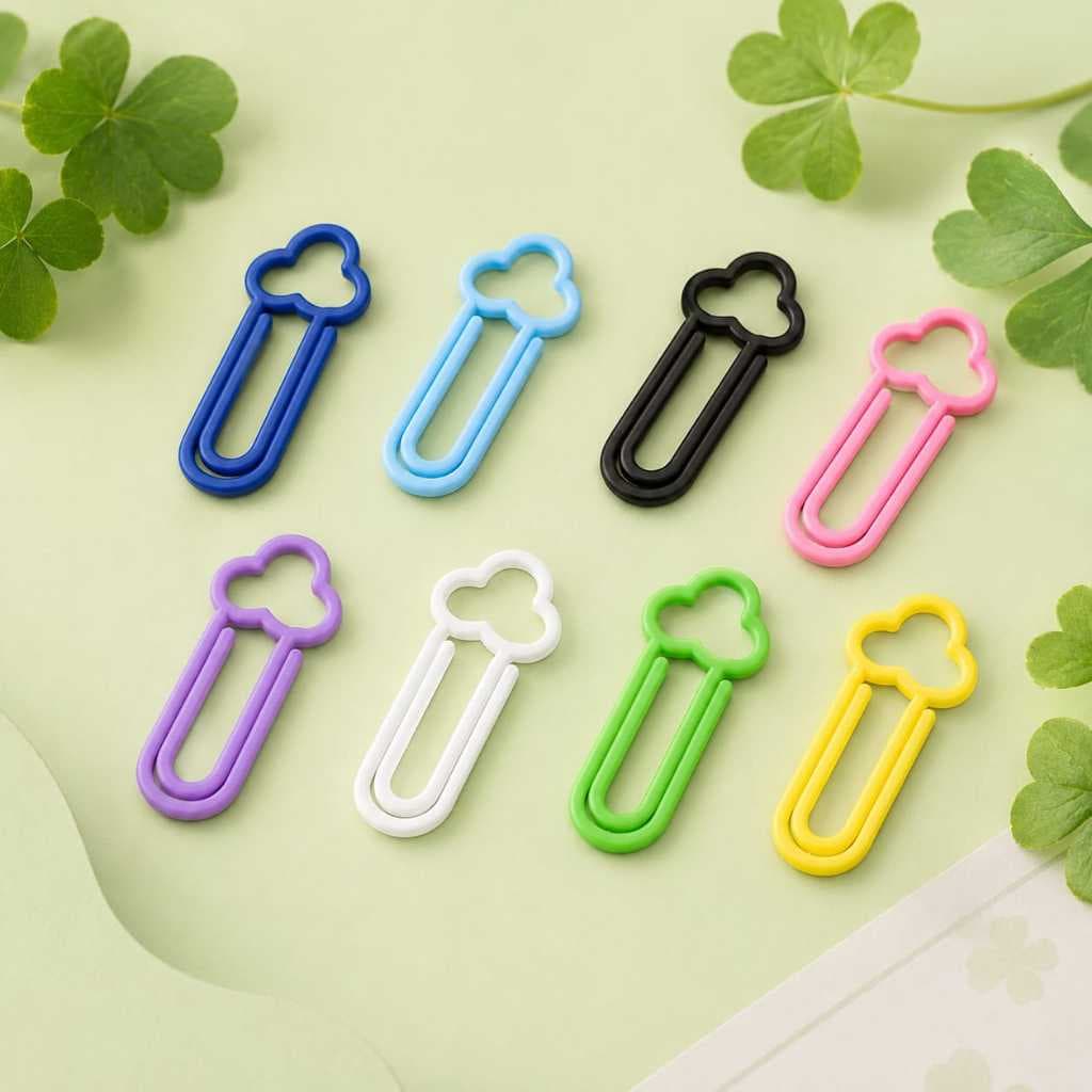 Clips de Trevo Colorido | Marcador de Página Decorativo | Organizador de Papel | Impresso em 3D
