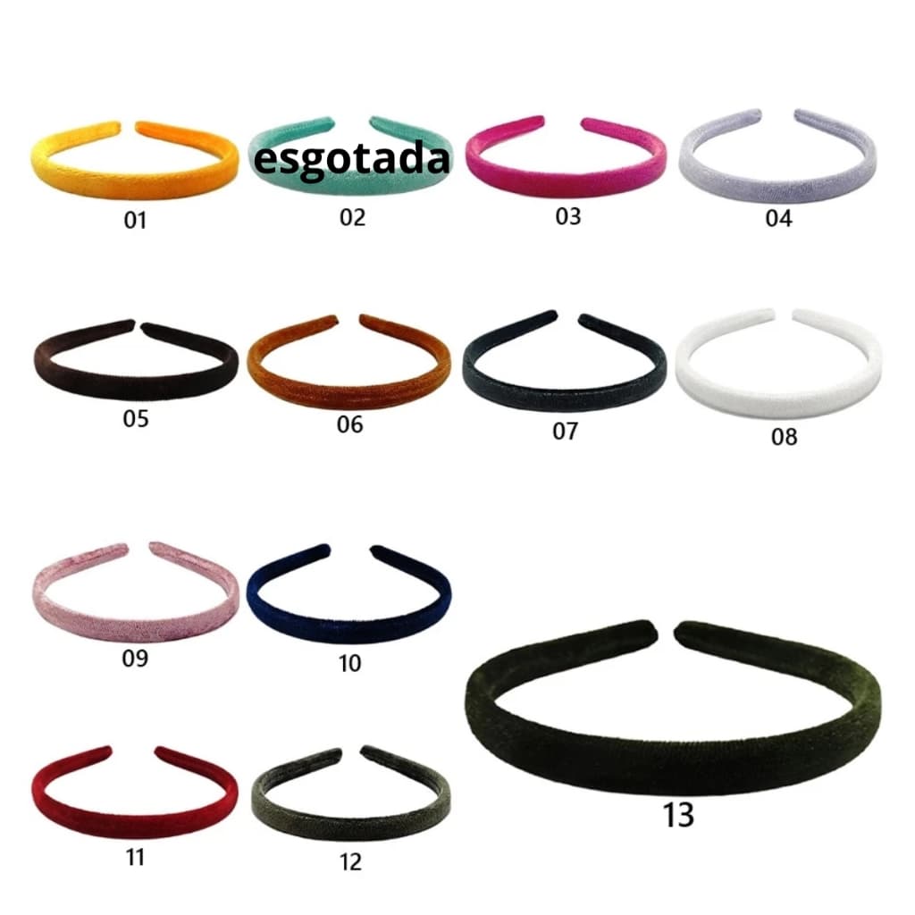KIT 02 TIARA ARCO ARQUINHO ENCAPADA VELUDO LISA 10MM/1CM
