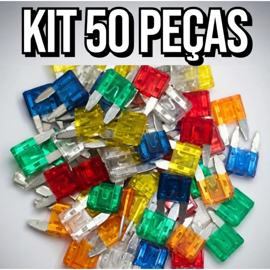 Kit 50 Fusíveis Automotivos Original Padrão - Cores Variadas (5A a 30A)
