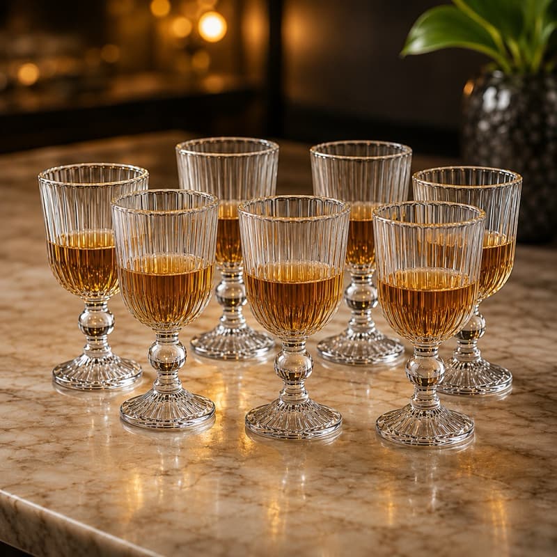Jogo 6 Mini Taças de Vidro Caneladas 80ml | Taça Licor, Cachaça, Whisky e Drinks