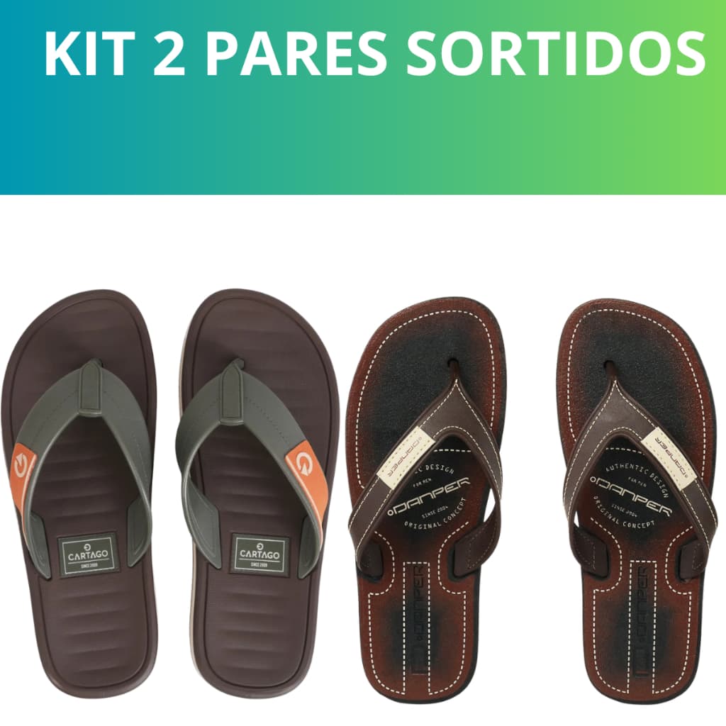 Chinelo Masculino Kit Combo 2 Pares Borracha Slide Confortável Promoção Oferta