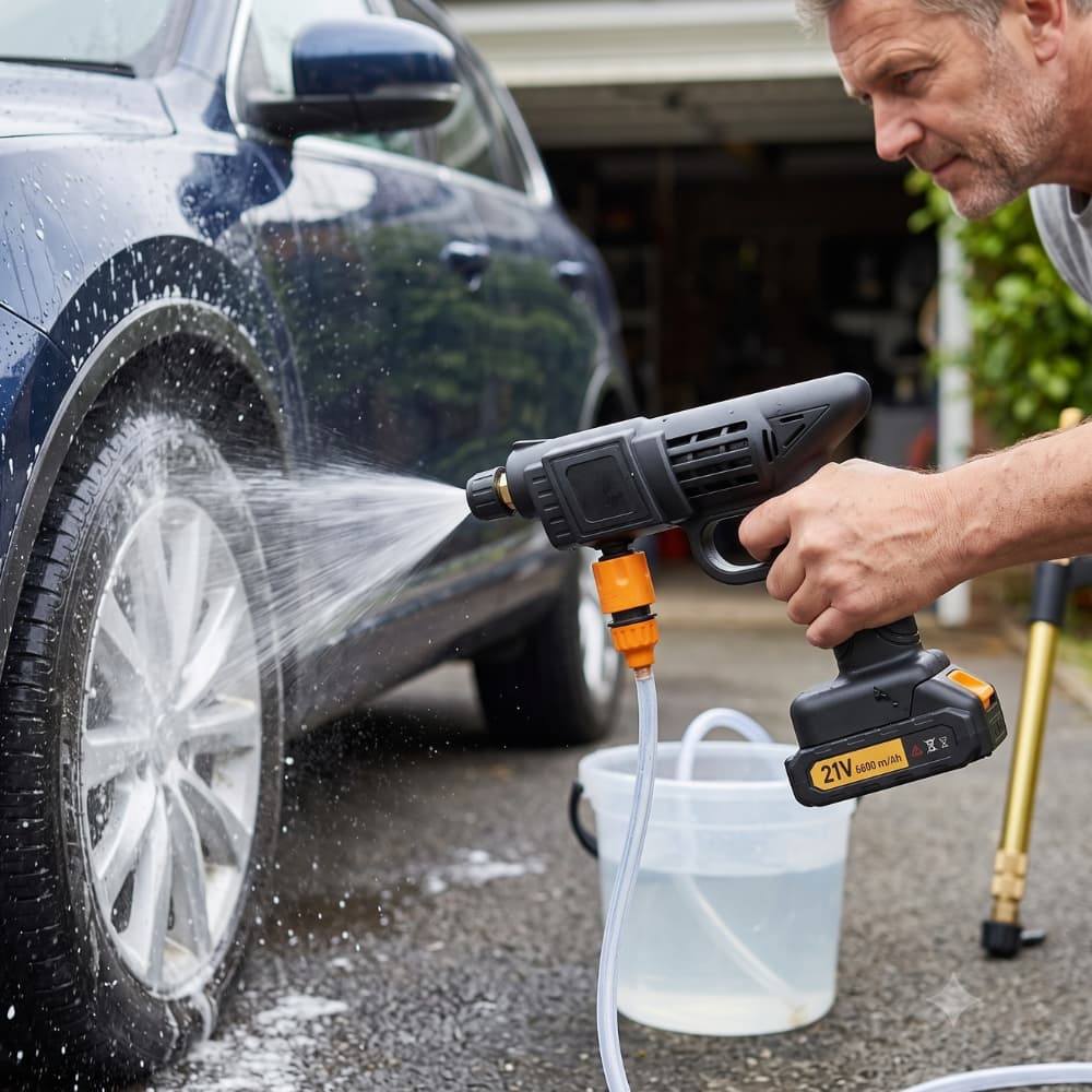 Lavadora Jato Alta Pressão Portatil Recarregavel Bateria 21v Limpeza Profunda Facil Uso Sem Fio Carro Spray