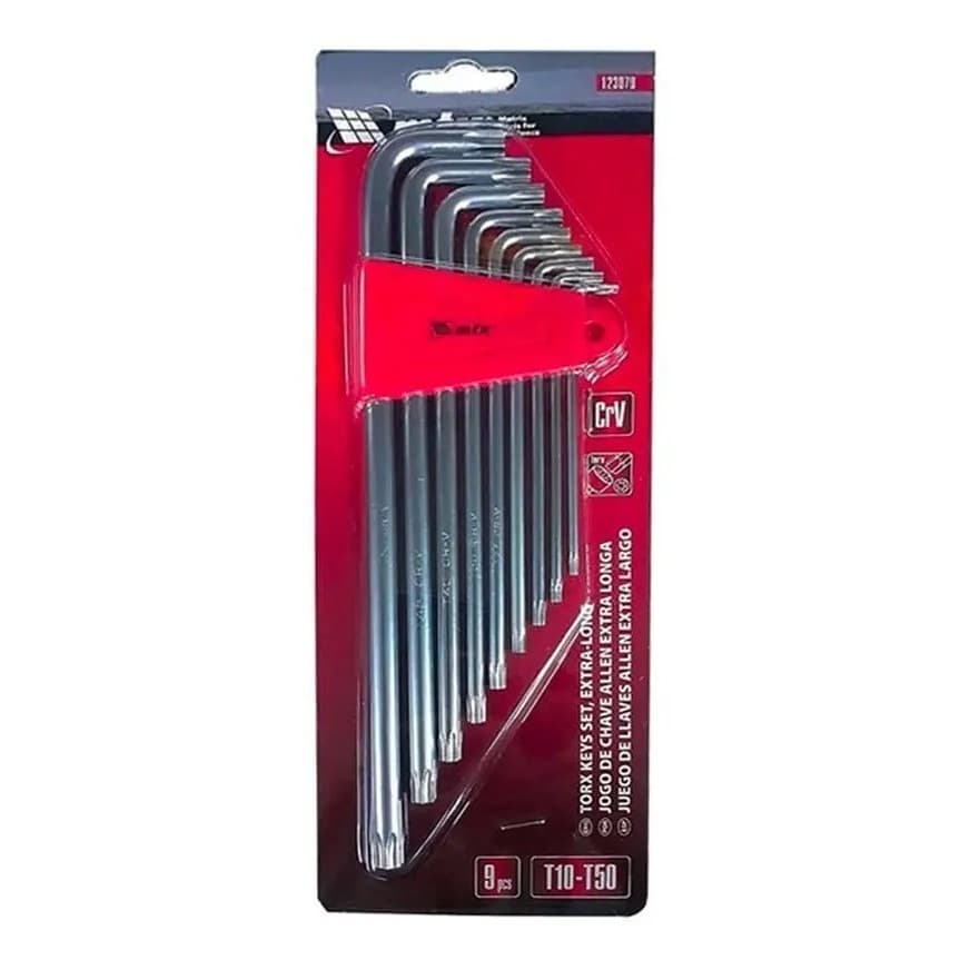 Kit De Chaves Hexagonais Torx Extra Longas T10 A T50 9 Peças