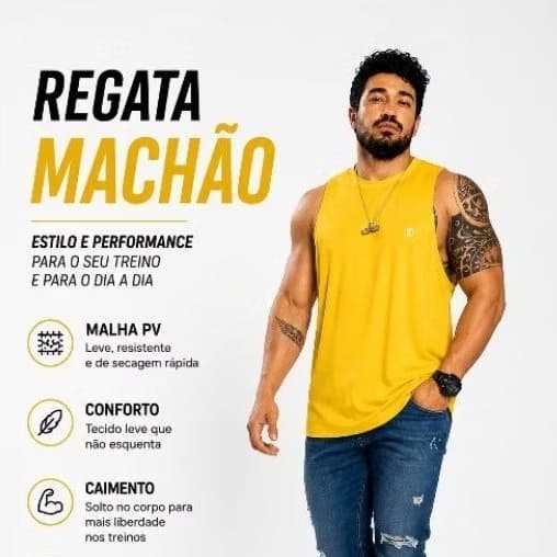 Regata Machão Gola Alta Masculina/Casual/Treino/Musculação/Caminhada/Moda Masculina