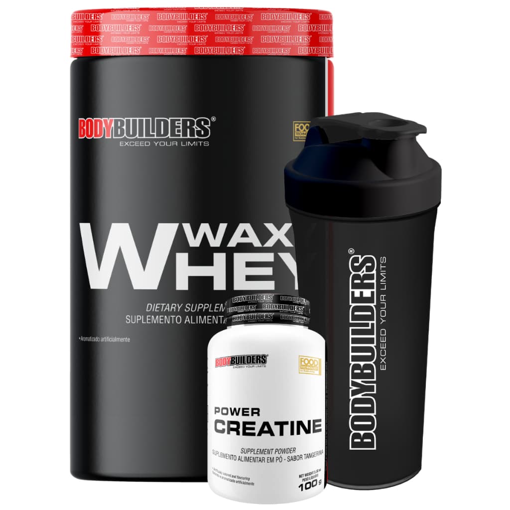 Kit Waxy Whey 900g + Power Creatina 100g + Coqueteleira - BodyBuilders