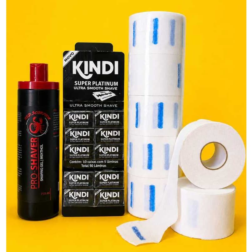 Gola 500 Un + 1 Cartela de  Lâminas Kindi - 50 Lâminas + Shaving 750 ml