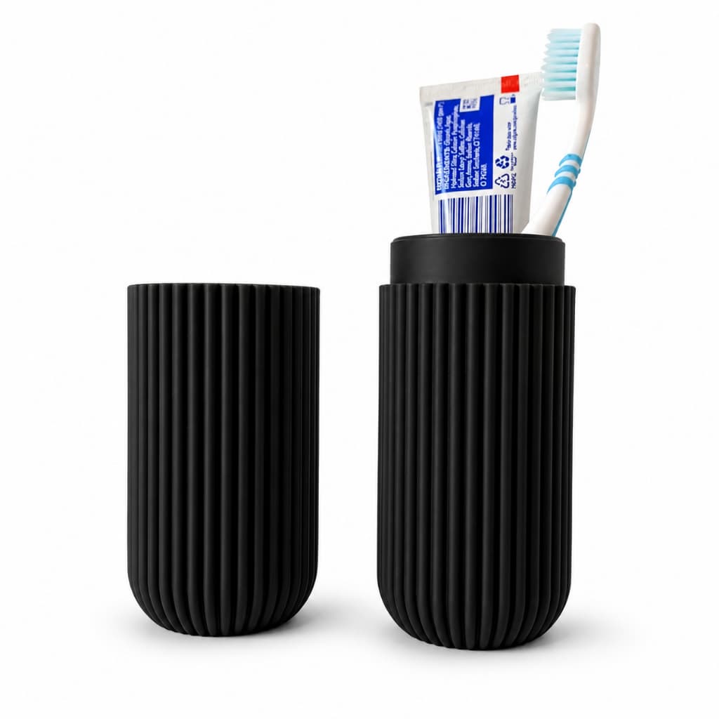 Estojo Porta Escova Dental Guardar Pasta Fio Viagem Férias C Preto