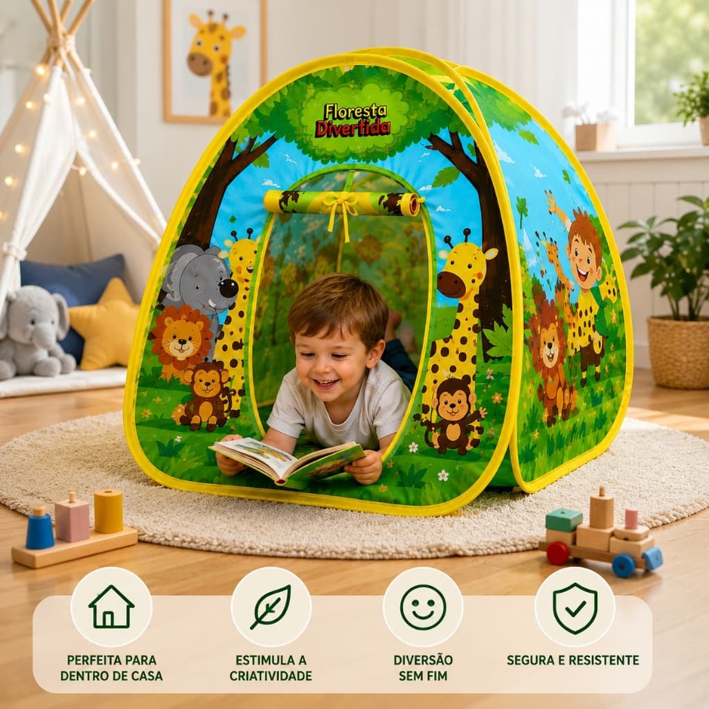 🌳 Barraca Infantil Floresta Divertida 91x72cm – Brincar, Ler e Imaginar