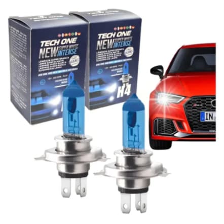 Lâmpada Tech One Super Branca H4 8500k 55w Efeito Xenon Par