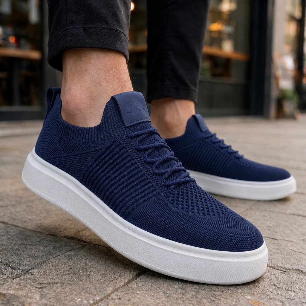 Sapatênis Masculino Knit Calce Fácil Respirável Leve Casual Elegante