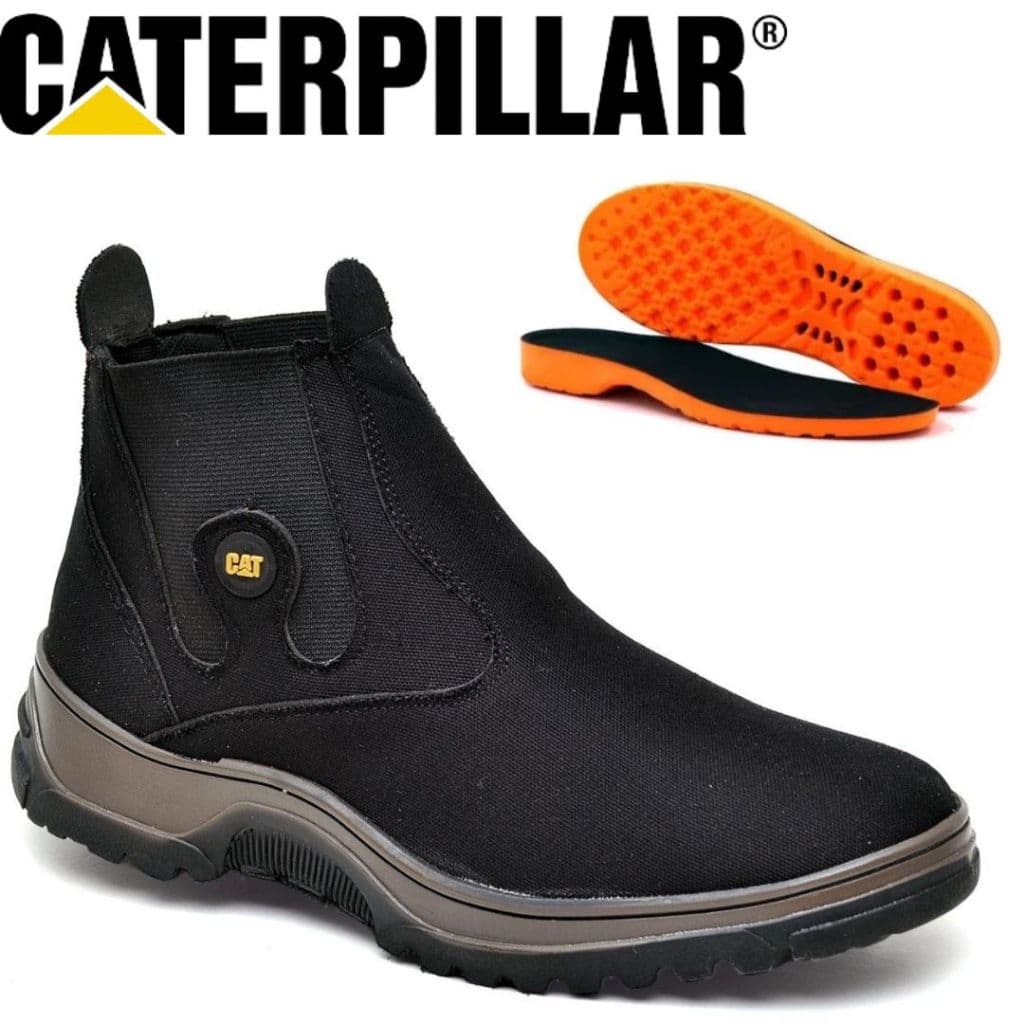 Botina Masculina Caterpillar Bota Calce Facil Cano Curto com Elástico + Palmilha em gel