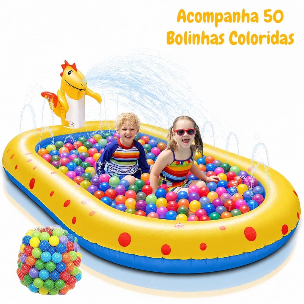 Piscina Dinossauro 50 Bolinhas Inflável Playground Chafariz Infantil