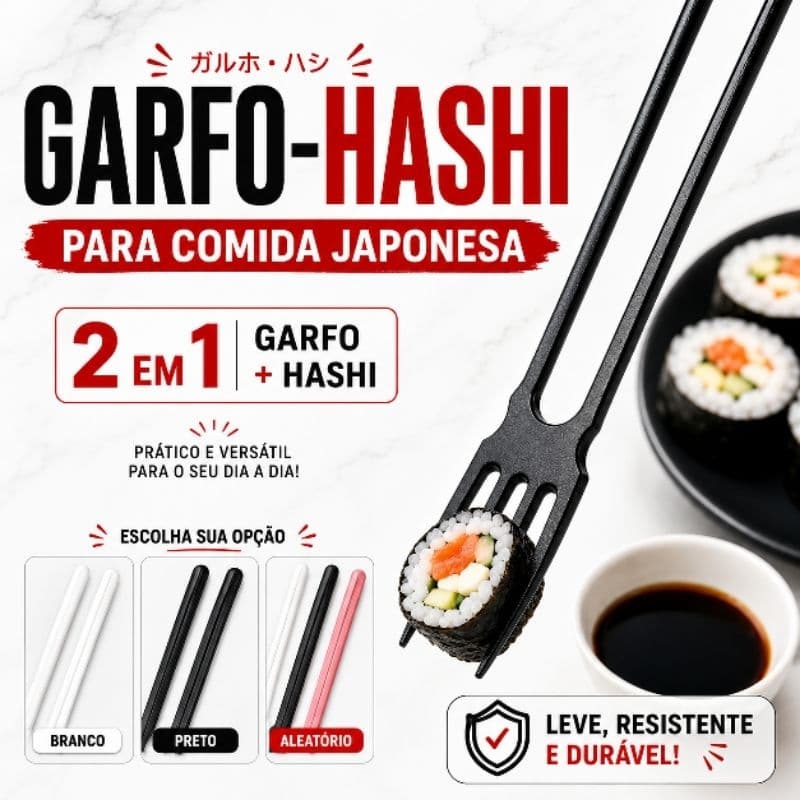 Garfo Hashi 2 em 1 para Sushi e Comida Japonesa | Talher Japonês Prático Reutilizável Sushi Sashimi