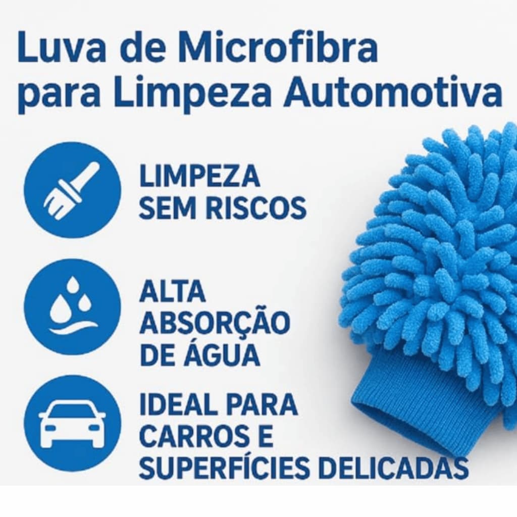 kit 1 ou 2 Luvas de Limpeza de Microfibra para Carros e Motos e Utilidades do Lar