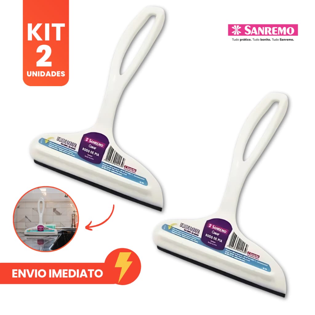 Kit com 2 Rodinhos de Pia Plástico 14cm Branco Sanremo