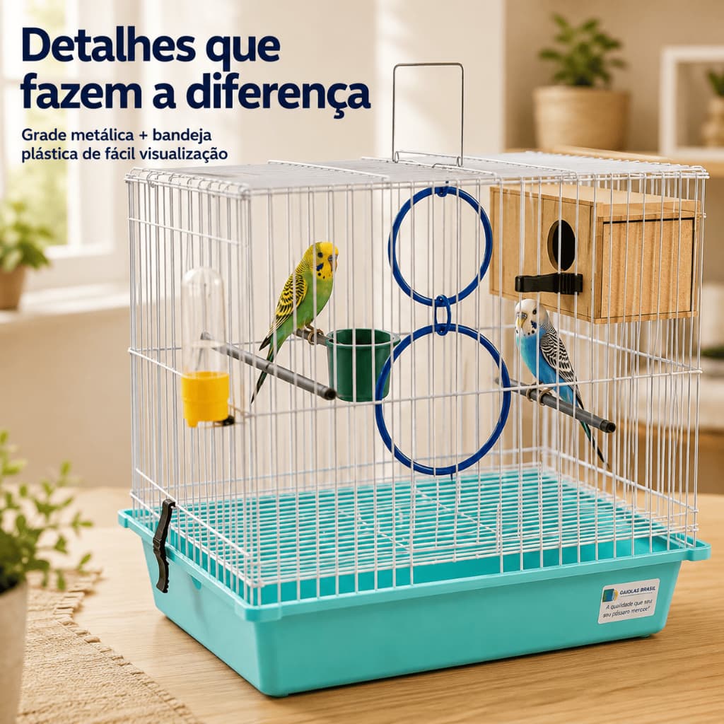 Gaiola Periquito Australiano Criadeira Acessórios Ninho Luxo Brinquedos Epóxi Malha Fina