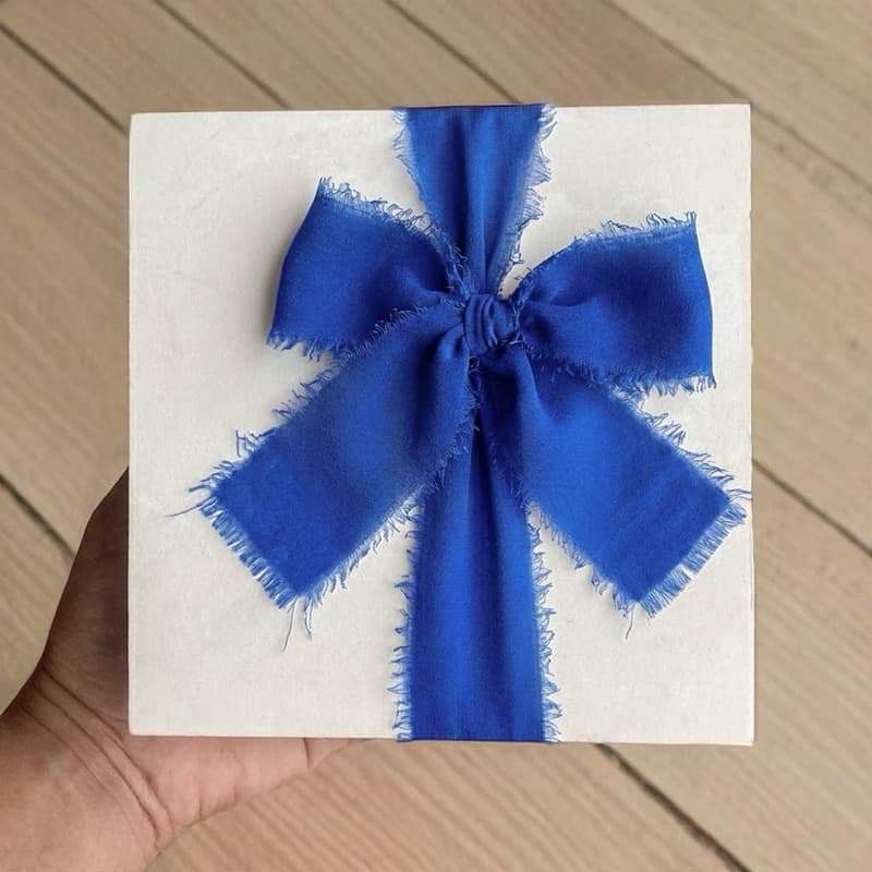 Fita Chiffon Azul Royal Artesanal Rústica Desfiada para casamentos, caixas padrinhos, festas