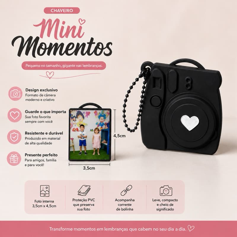 Chaveiro câmera polaroide personalizado