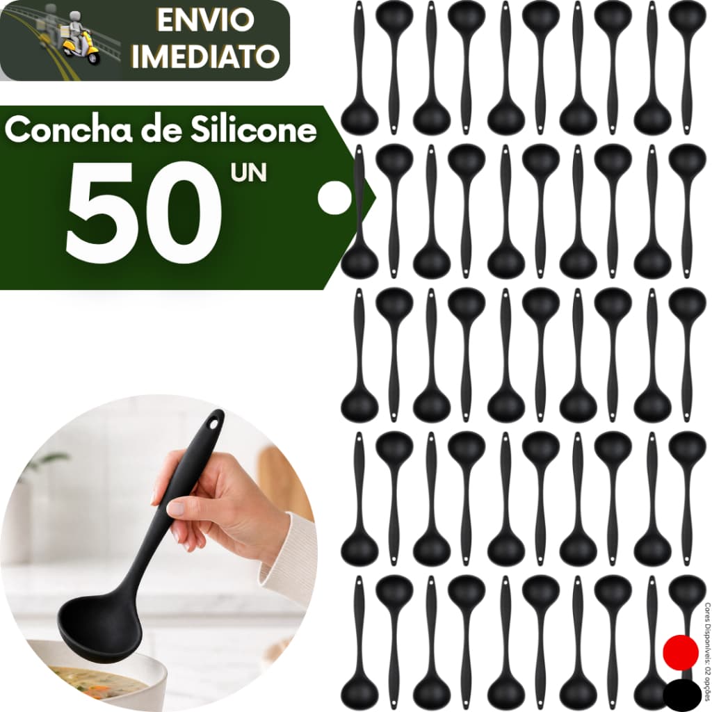 Kit 50 Concha de Silicone Grande para Feijão Sopa Caldo Resistente ao Calor Não Risca Panela Cozinha