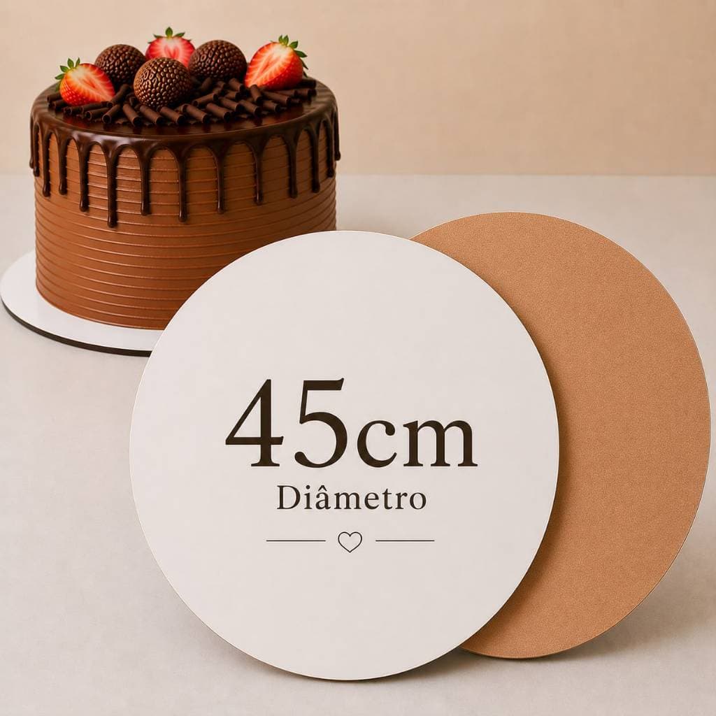 Cake Board 45cm KIT com 10 / 20 /30 unidades Branco Mdf 3mm Tabuleiros Confeitaria  base para bolo frios cakeboard