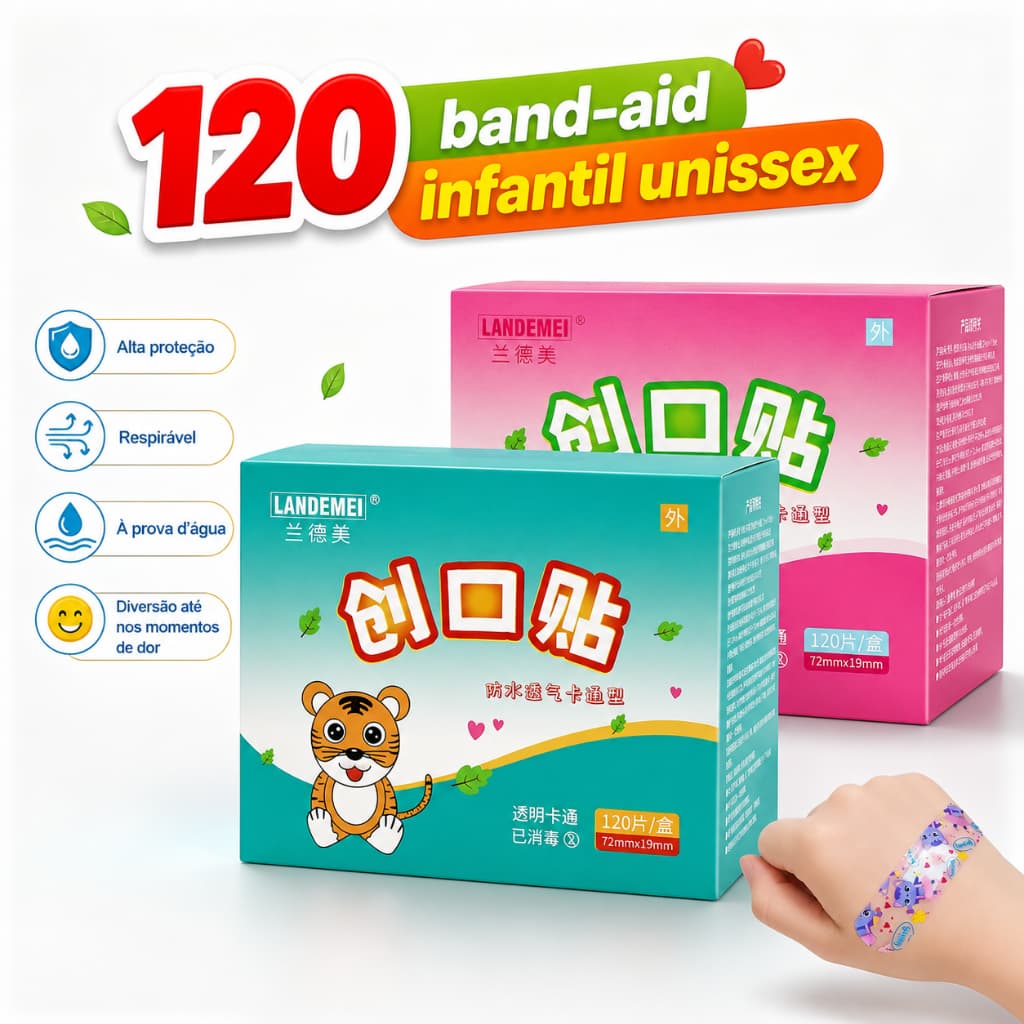 120 Bandagem Band Aid Criança Desenho Interativo Curativo Respirável Impermeável Bandaid Infantil