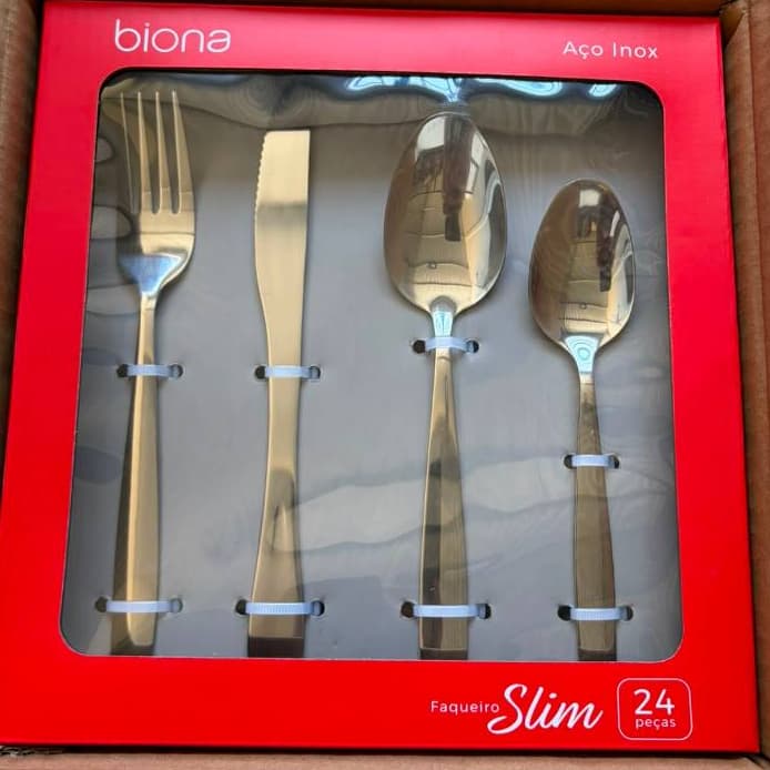 Kit 24 Talheres Faqueiro 100% Inox Garfo Faca Colher Premium Cozinha Talher Qualidade Resistente