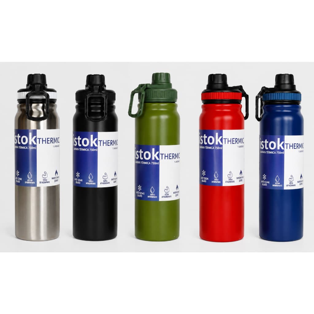 Garrafa Térmica 620ml Inox Água Café Quente Fria com Alça Istok Thermic