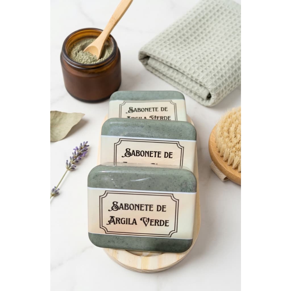 Sabonete Facial de Argila Verde Natural Artesanal - Anti-acne, Controle de Oleosidade e Limpeza Profunda (Pele Mista e O