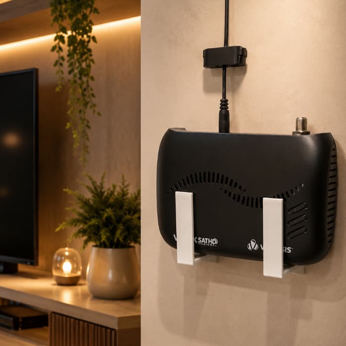 Suporte para TV Box Com Organizador de Cabo Parede Universal Conversor Receptor Digital NET SKY Claro Modem Roteador