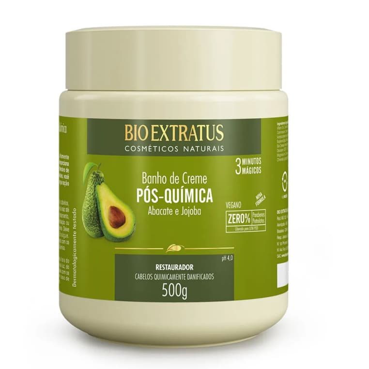Banho de Creme Pós Química Abacate e Jojoba Bio Extratus 500g Máscara Capilar