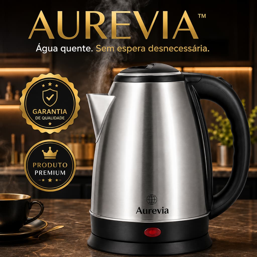 Chaleira Elétrica Inox 1,8L 1000W 127V / 1500W 220V – Ferve Água Rápido para Chá, Café e Chimarrão
