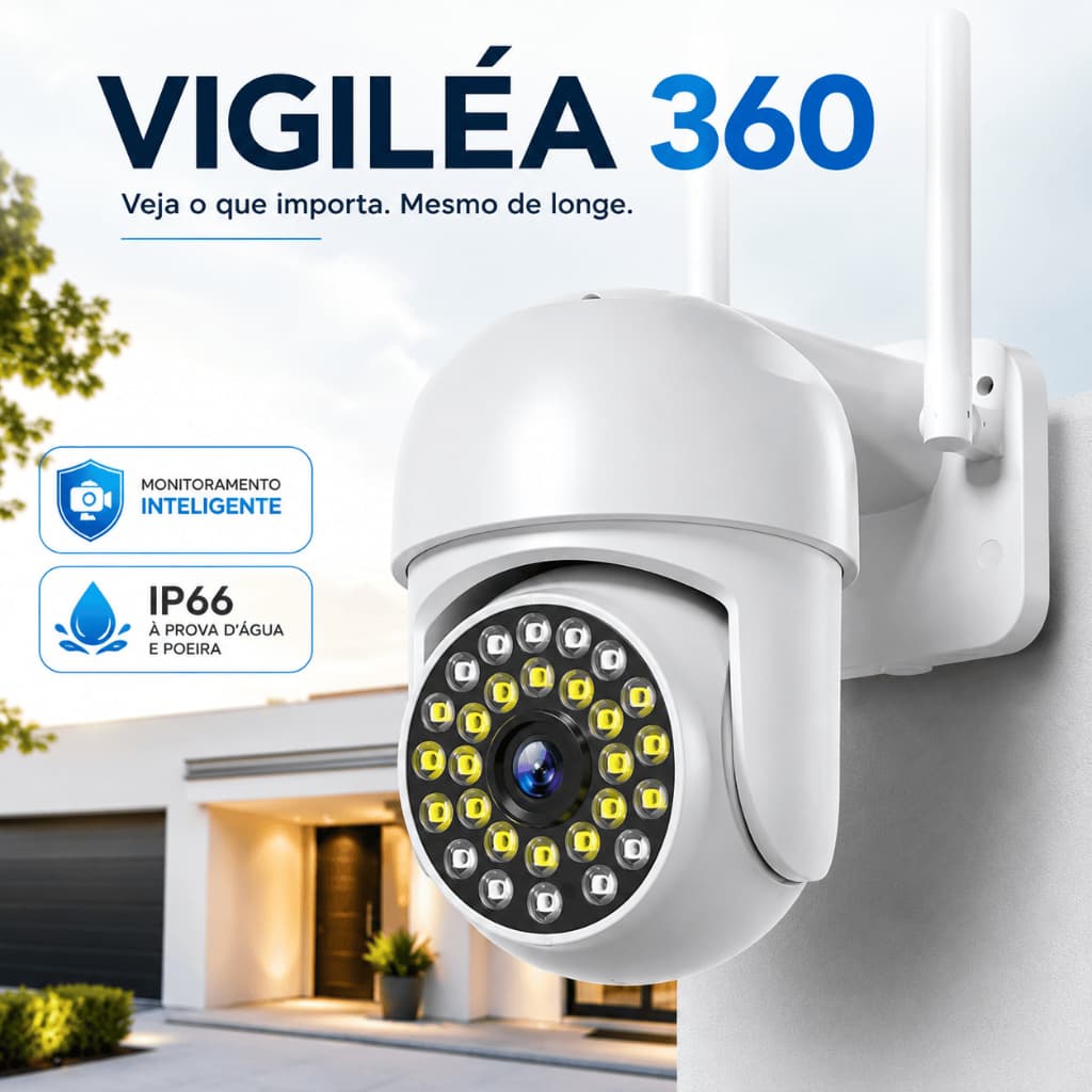 Câmera De Segurança IP Externa WiFi Full HD 1080P Rotativa PTZ IP66 Visão Noturna