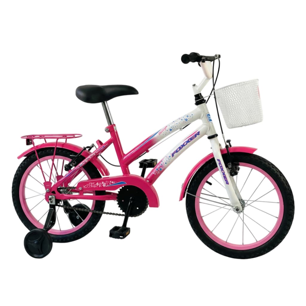 Bicicleta Aro 16 Rosa Com Cesta  E Freios V-Brakes Presente Para Meninas