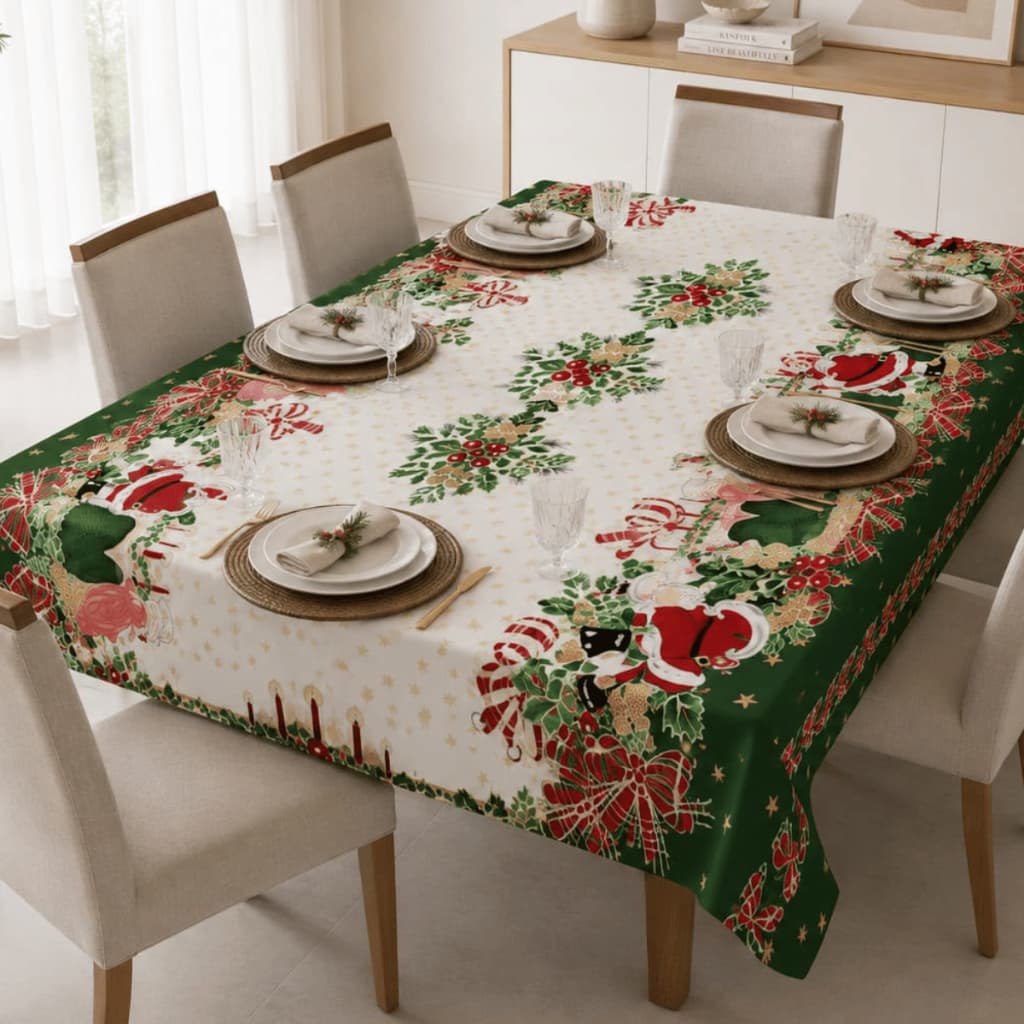 Toalha de Natal Estampas Diversas Oxford 4, 6, 8, 10 e 12 Lugares Resistente Não Desbota