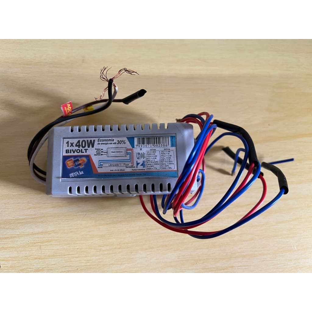 Reator lâmpada T12 fluorescente 1 x 40W