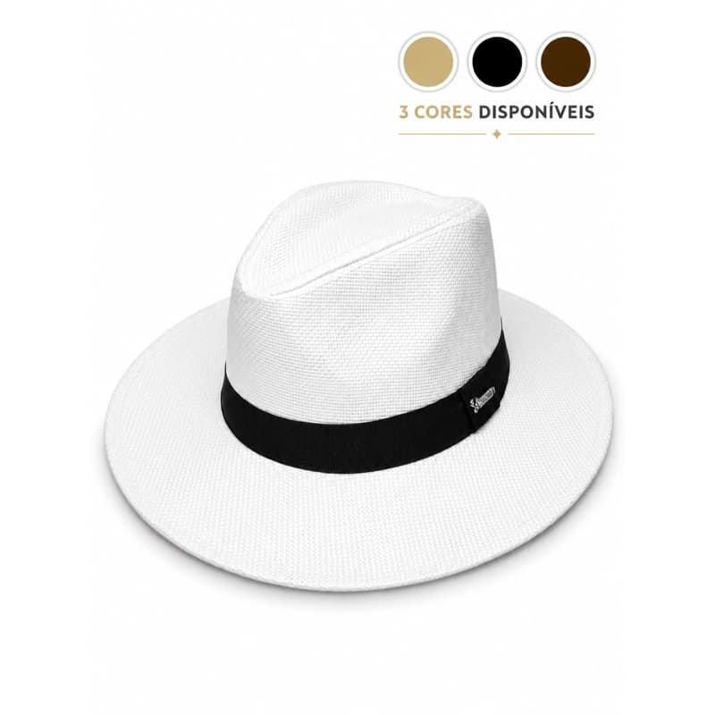 Chapéu Panamá Branco Premium Masculino Feminino Estilo Praia Verão Casual Elegante