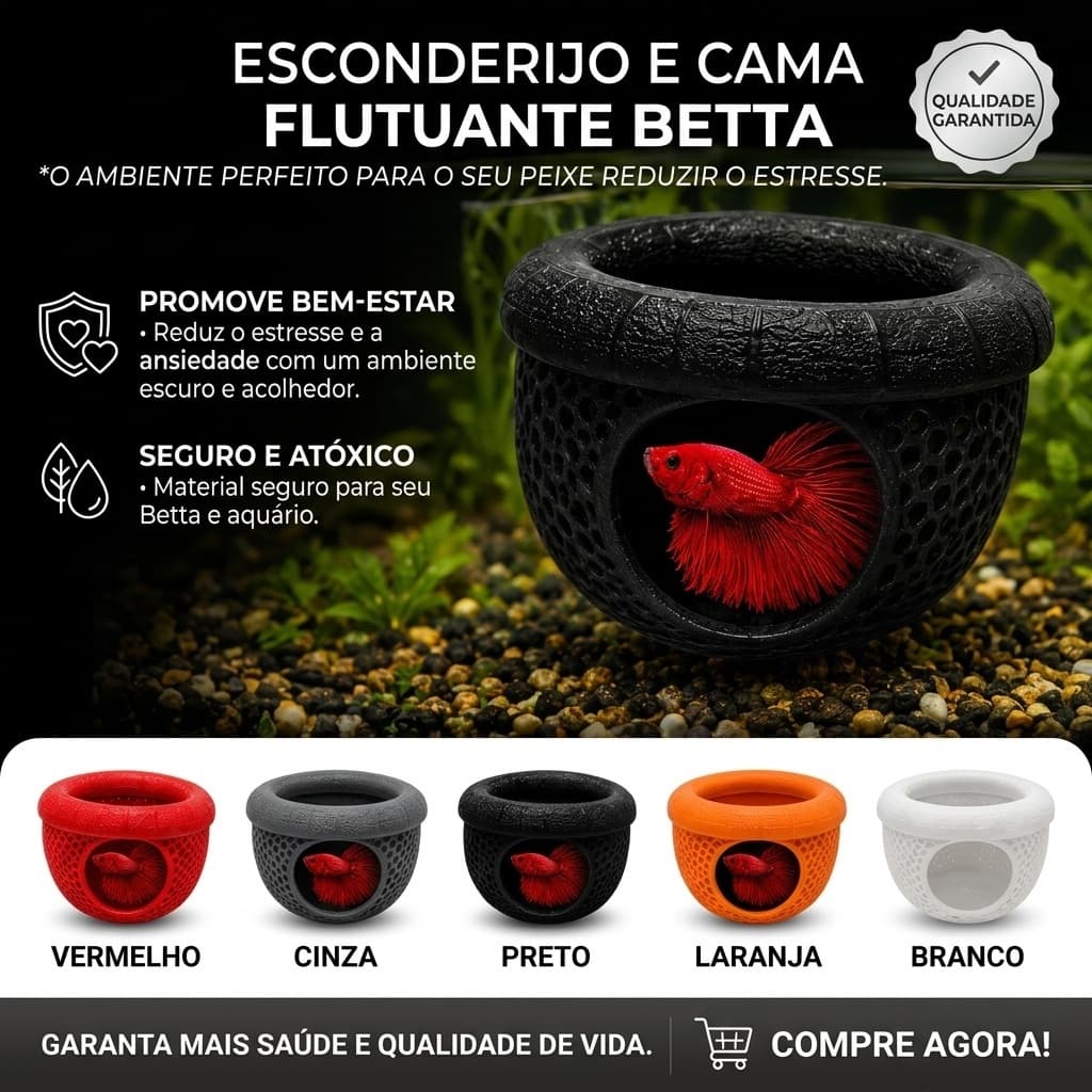Esconderijo Flutuante para Peixes Betta Toca para Aquário Cama Folha Descanso Aquarismo Decoração