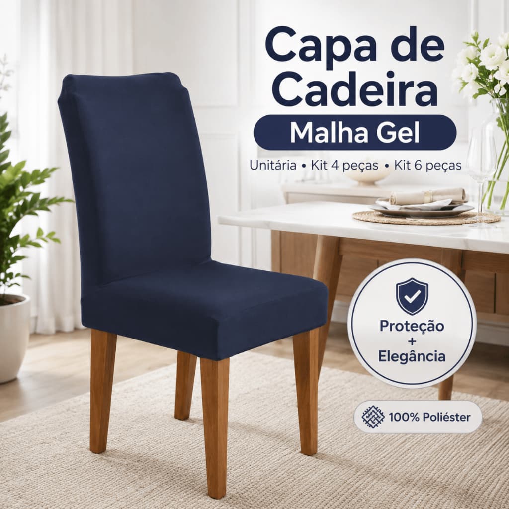 Capa para Cadeira Malha Gel Elástica Protetora Kit 4 ou 6 Peças