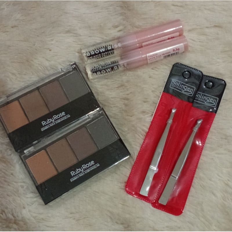Kit Sobrancelha 3 Itens | Gel, Pinça e Sombra para Sobrancelhas | Kit Maquiagem e Design de Sobrancelha