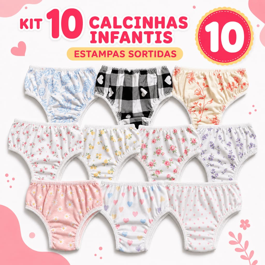 Calcinha Infantil Sortida Tamanho Único Super Confortável Envio Rápido Pijamas Doce Sonhar