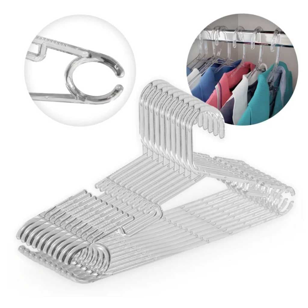 Kit 10 Cabides Acrílico Transparente Adulto - Design Elegante, Alta Resistência, Visual Moderno
