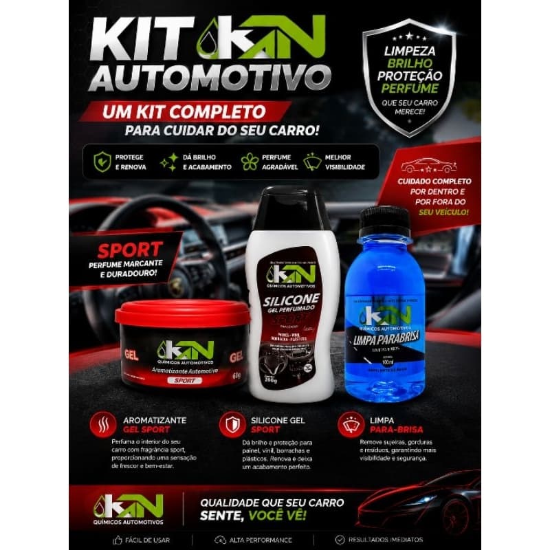 kit silicone gel perfumado kN limpeza automotiva...
