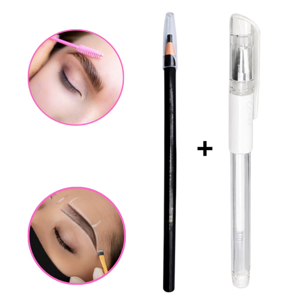 Lápis Dermatográfico + Caneta Gel Branca Kit Design de Sobrancelhas