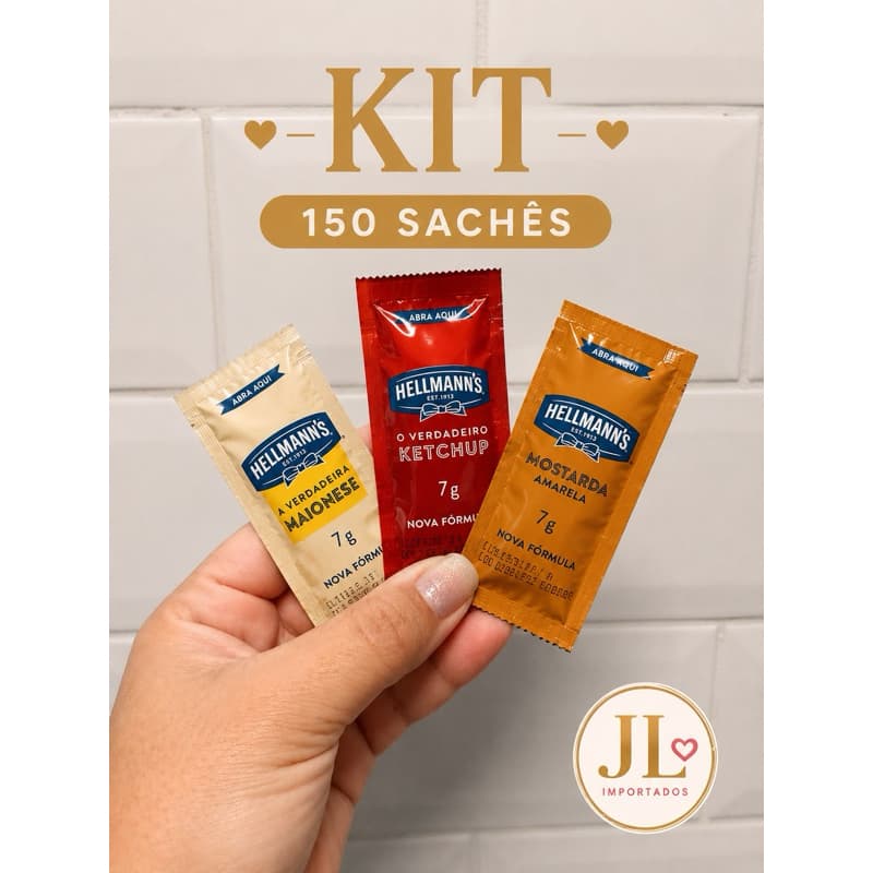 Kit Ketchup + Mostarda + Maionese — 150 Sachês