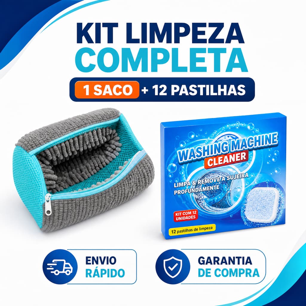 Combo Cuidado Total: 12 Pastilhas Higienizadoras Limpeza Profunda + Saco de Lavar Tênis Anti-Impacto com Zíper