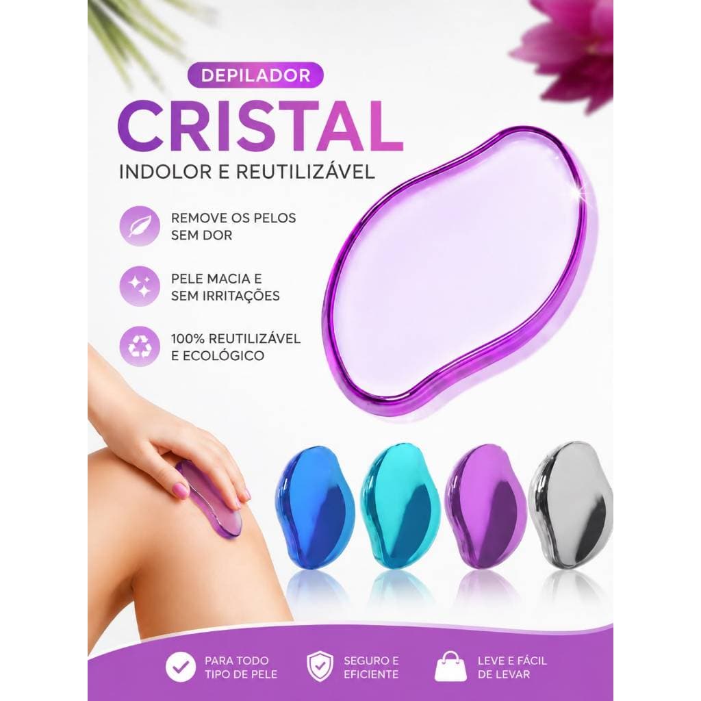 Depilador de Cristal Removedor de Pelos Corporal Indolor Reutilizável Portátil Feminino Masculino