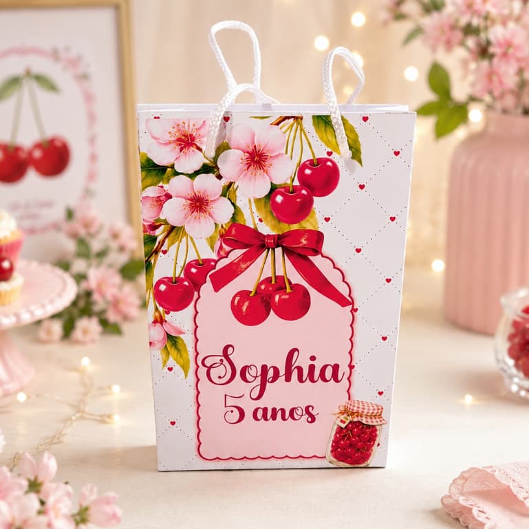 Sacolinha Personalizada - CEREJINHA - Sacolinha Surpresa | Lembrancinha Festa