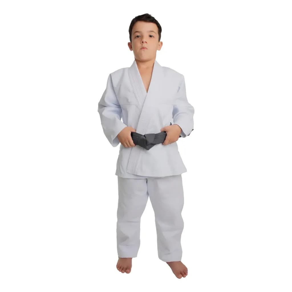 Kimono Infantil Jiu-jitsu Branco Trançado Reforçado M0-m4