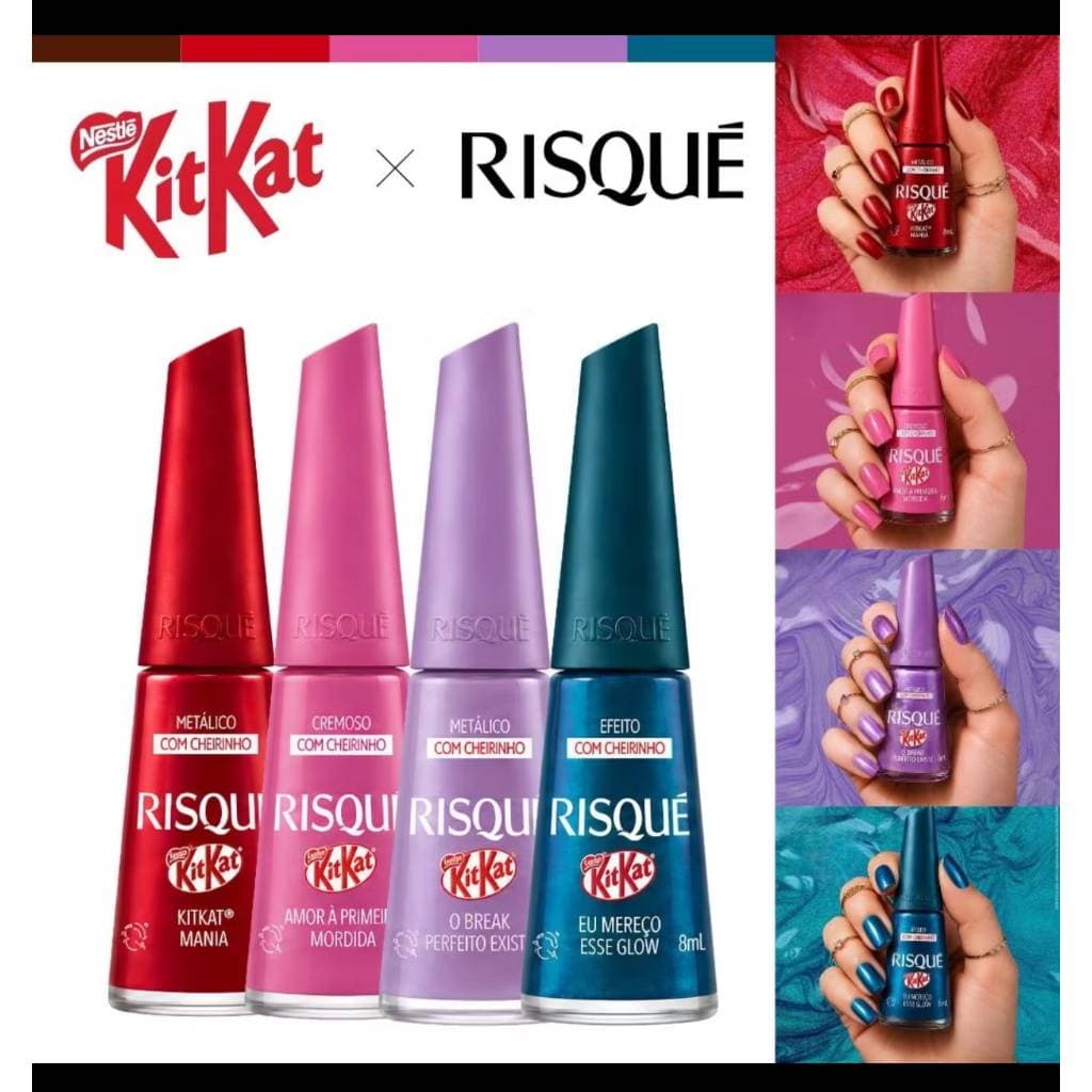 Kit Esmaltes Risqué KitKat Lançamento Esmalte Com Cheirinho De Chocolate Esmalte Atacado Oficial