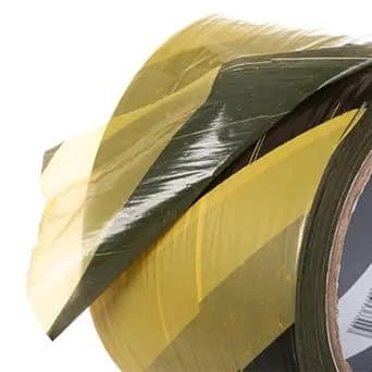 Fita Zebrada/Sinalização Preta/Amarela 65mmX150m